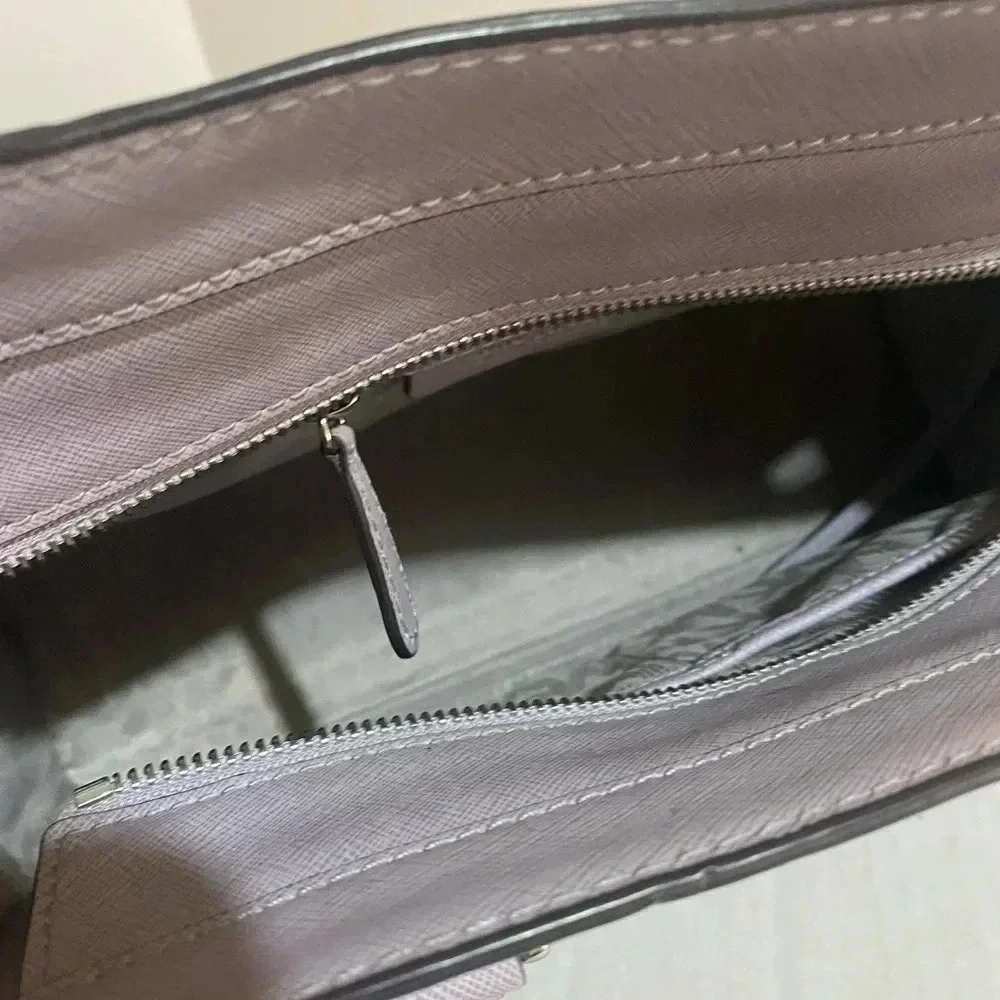 Michael kors grey saffiano leather satchel handbag